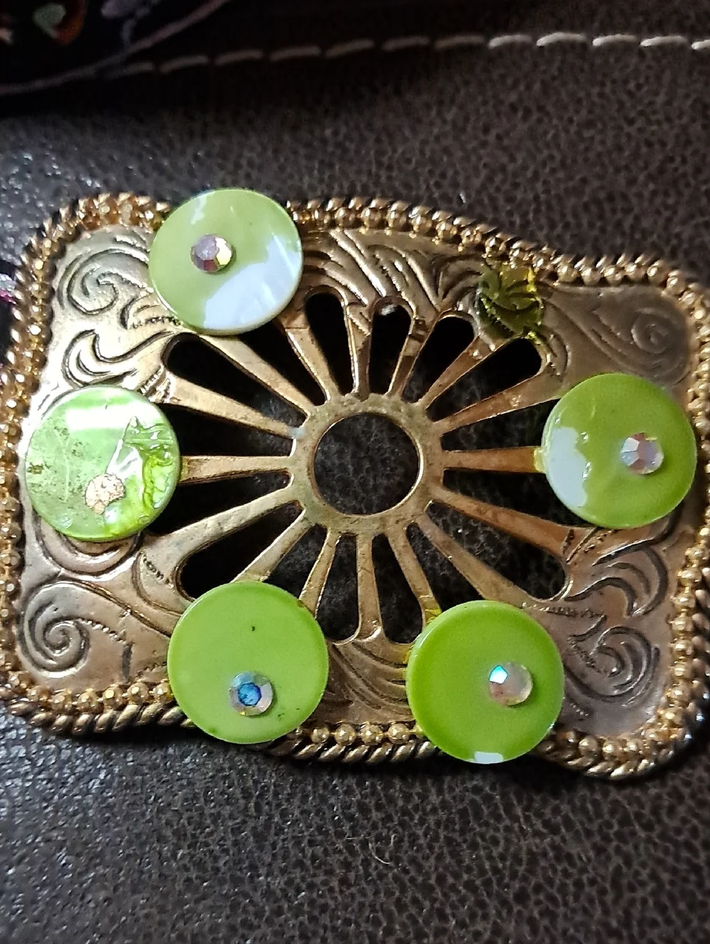 Women's Textile Ribbon Embroidered Belt Square Metal Embellished Buckle Boho